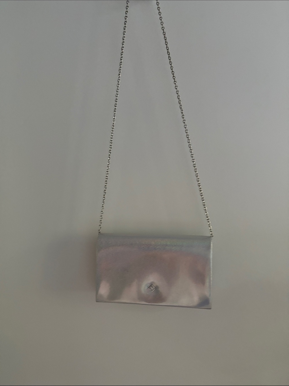 Silver Iridescent Shoulder Clutch - Unbranded